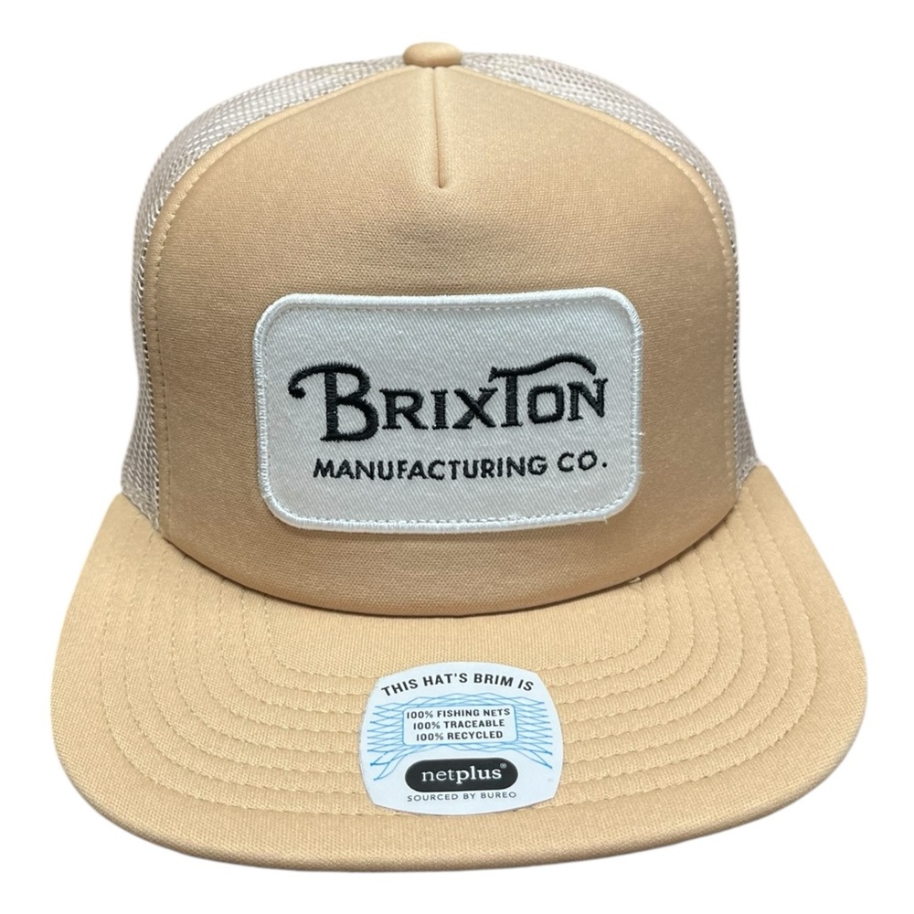 New With Tags Brixton Manufacturing Co Tan Trucker Hat Snapback Cap
